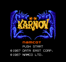 Karnov title screen for NES